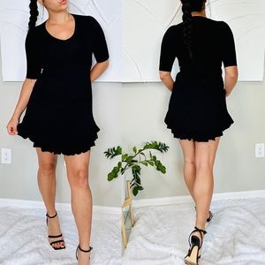 Karen Millen Black Frill Ruffle Mini Dress